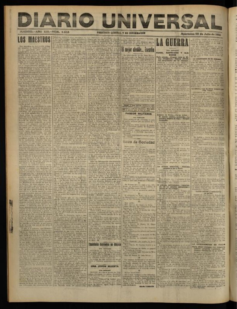 Miniatura de Diario Universal del 28 de julio de 1915