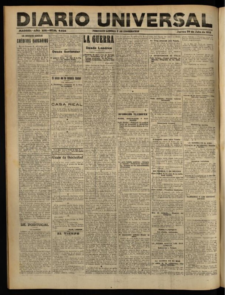 Miniatura de Diario Universal del 29 de julio de 1915