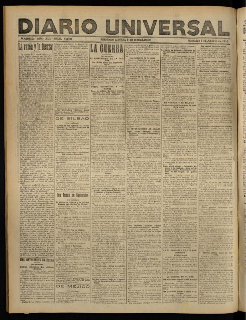 Miniatura de Diario Universal del 1 de agosto de 1915