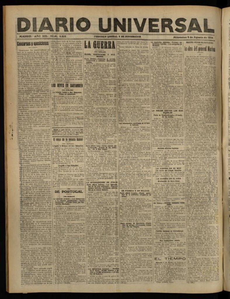 Miniatura de Diario Universal del 4 de agosto de 1915