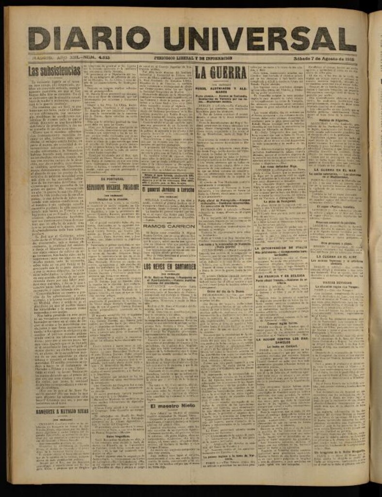 Miniatura de Diario Universal del 7 de agosto de 1915