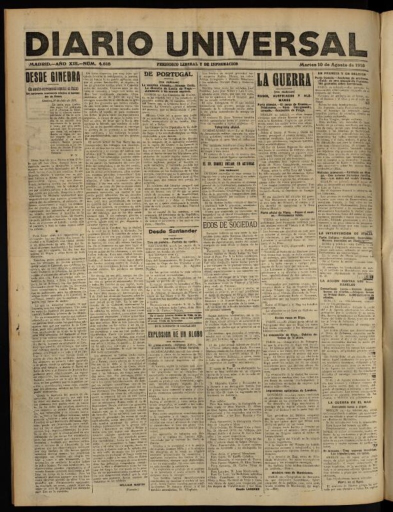 Miniatura de Diario Universal del 10 de agosto de 1915