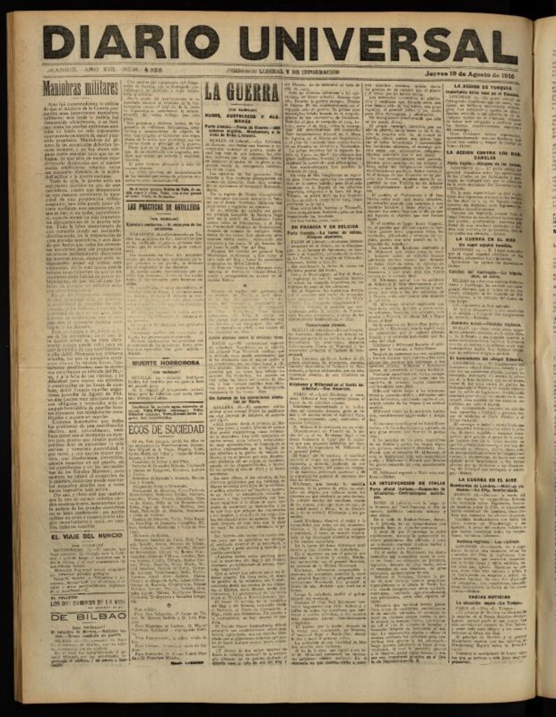 Miniatura de Diario Universal del 19 de agosto de 1915