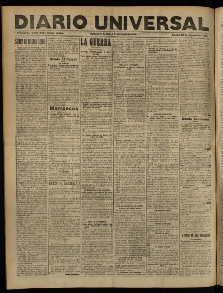Miniatura de Diario Universal del 23 de agosto de 1915