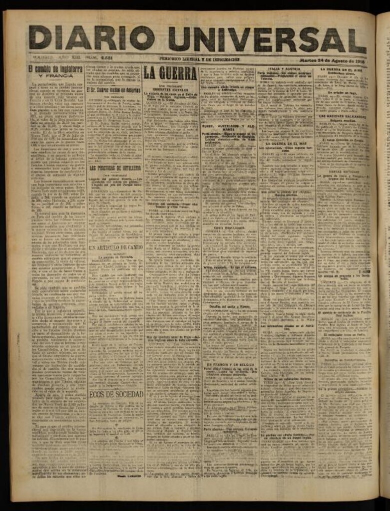 Miniatura de Diario Universal del 24 de agosto de 1915