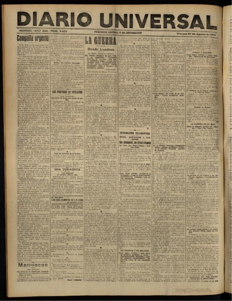 Miniatura de Diario Universal del 27 de agosto de 1915