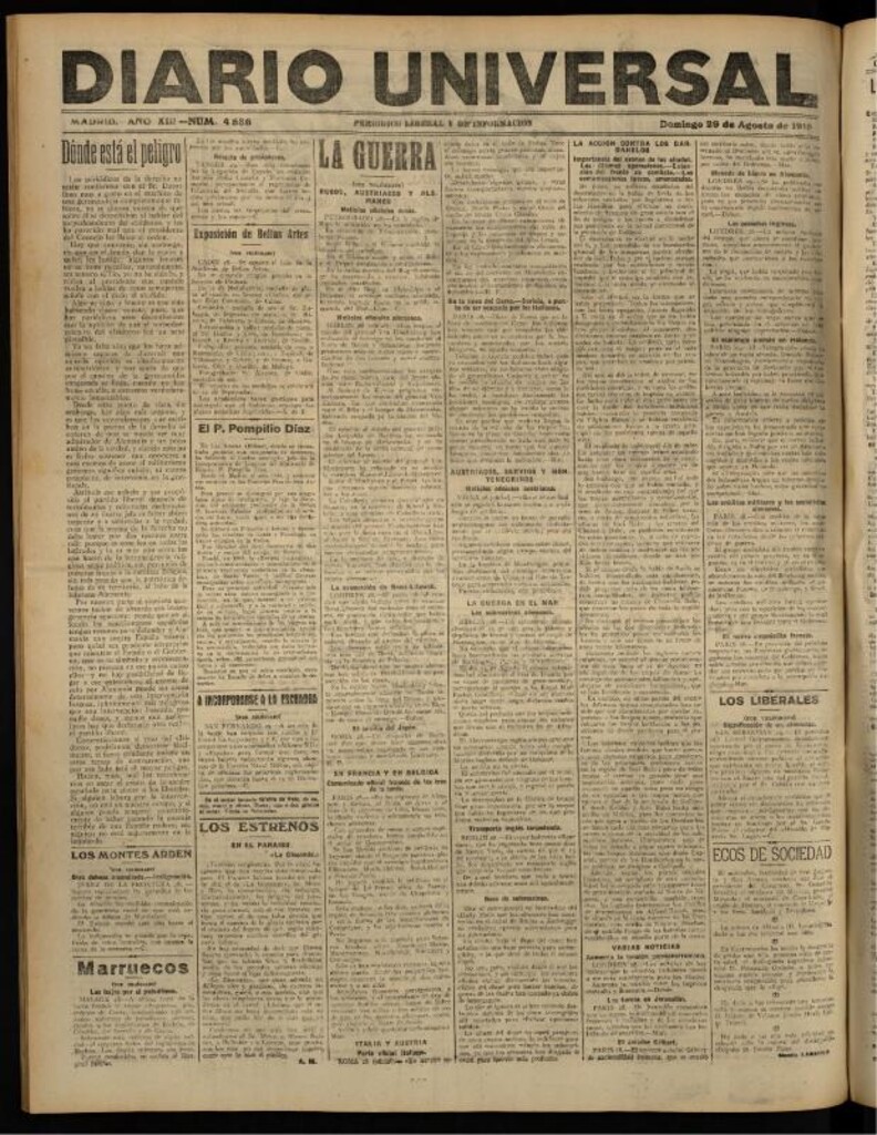 Miniatura de Diario Universal del 29 de agosto de 1915