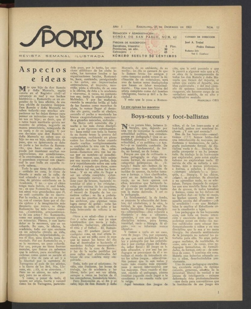 Miniatura de Sports: revista semanal ilustrada del 25 de diciembre de 1923