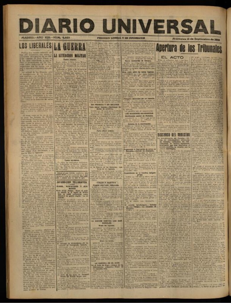 Miniatura de Diario Universal del 15 de septiembre de 1915