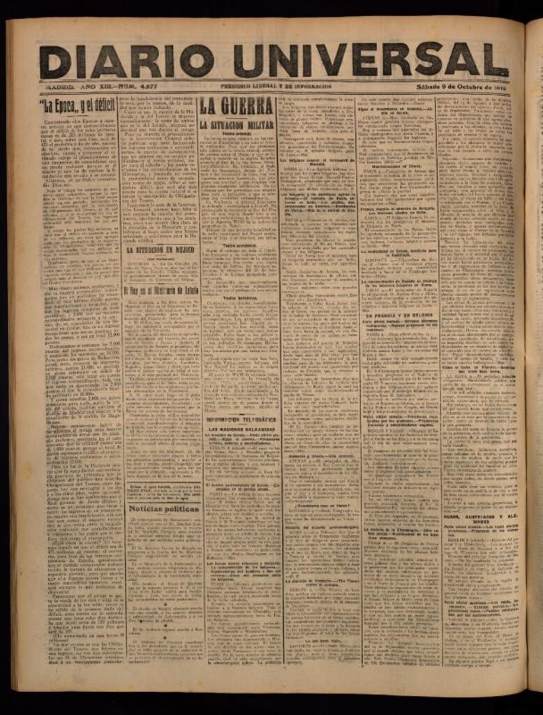 Miniatura de Diario Universal del 9 de octubre de 1915