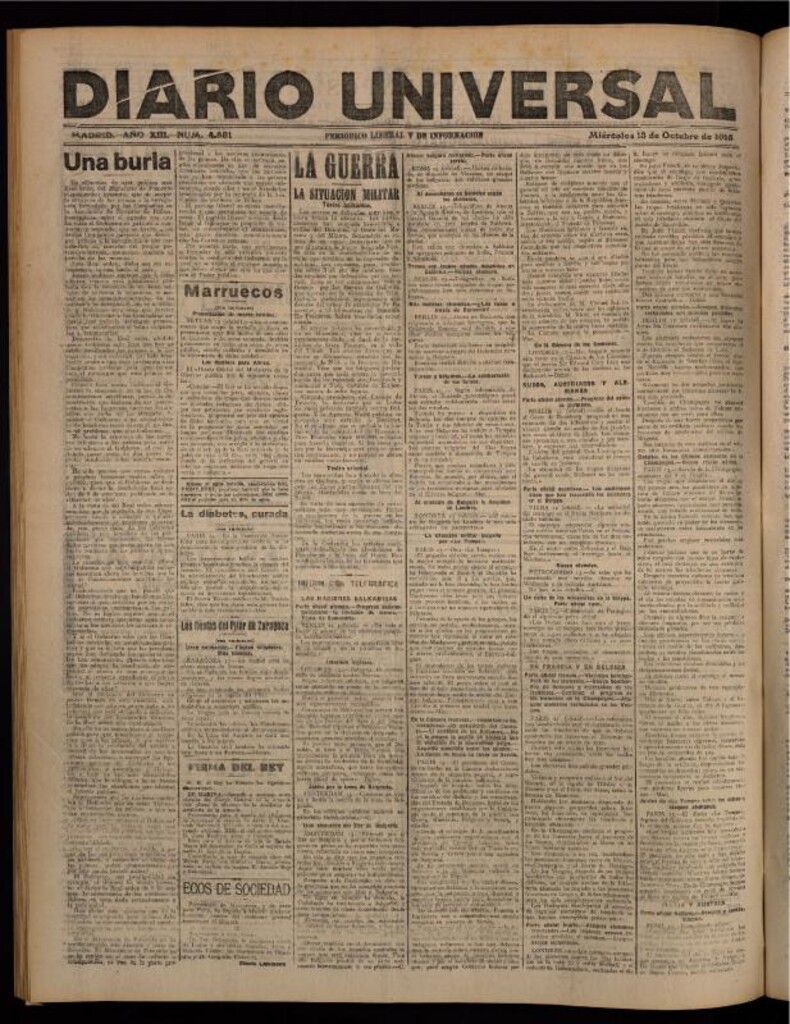 Miniatura de Diario Universal del 13 de octubre de 1915