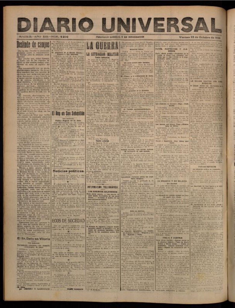 Miniatura de Diario Universal del 22 de octubre de 1915