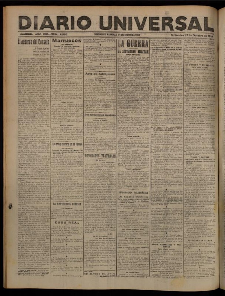 Miniatura de Diario Universal del 27 de octubre de 1915