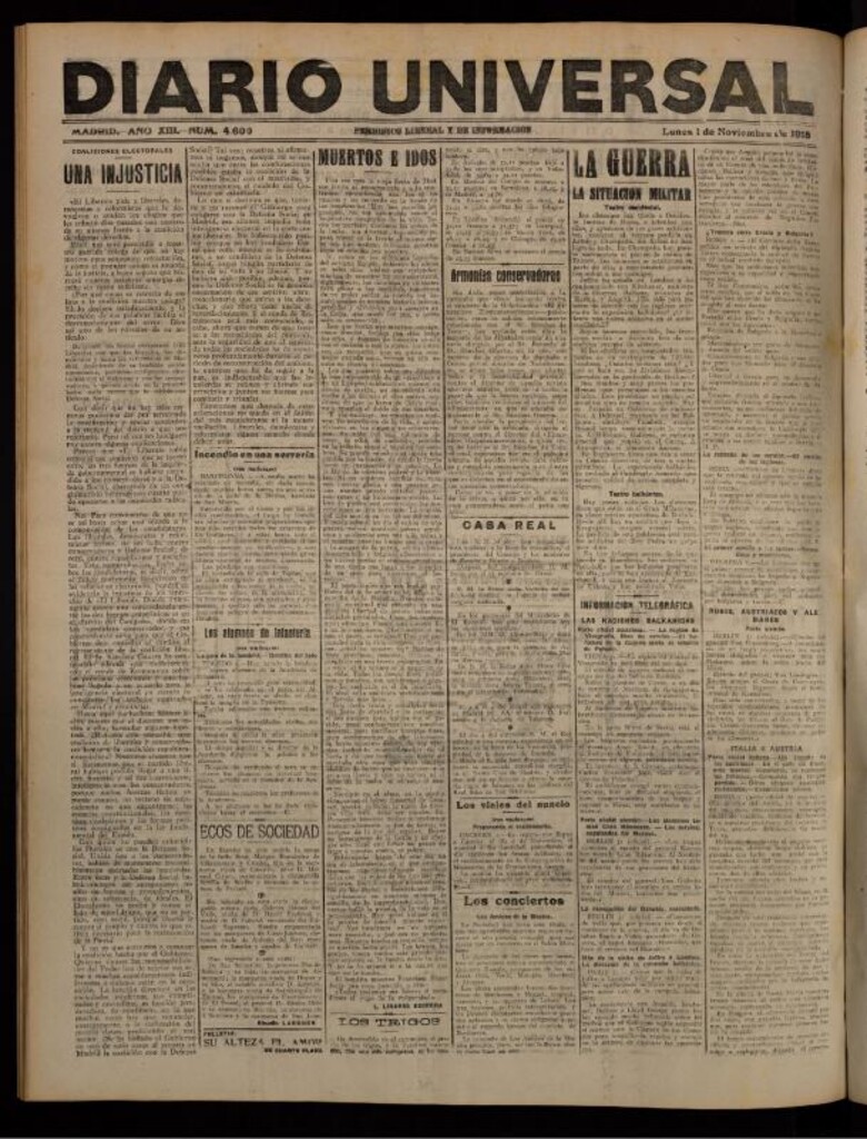 Miniatura de Diario Universal del 1 de noviembre de 1915