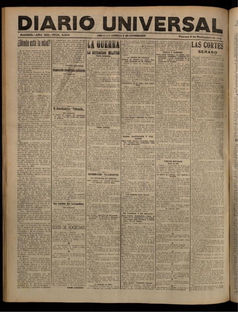 Miniatura de Diario Universal del 5 de noviembre de 1915