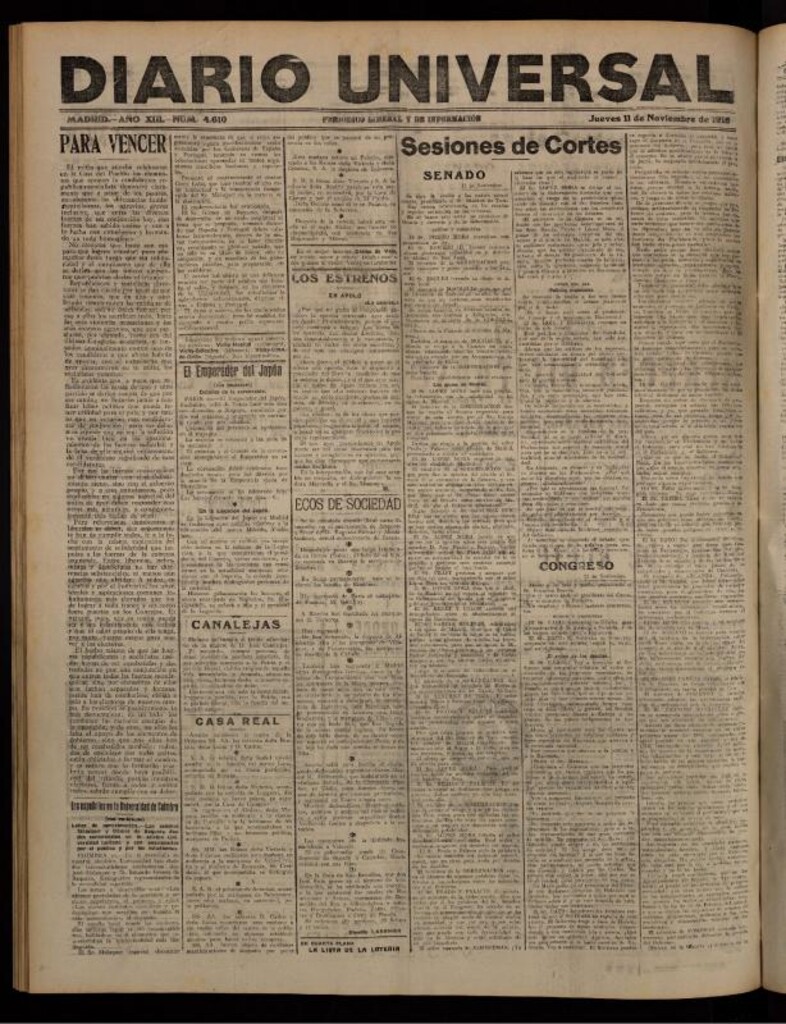 Miniatura de Diario Universal del 11 de noviembre de 1915