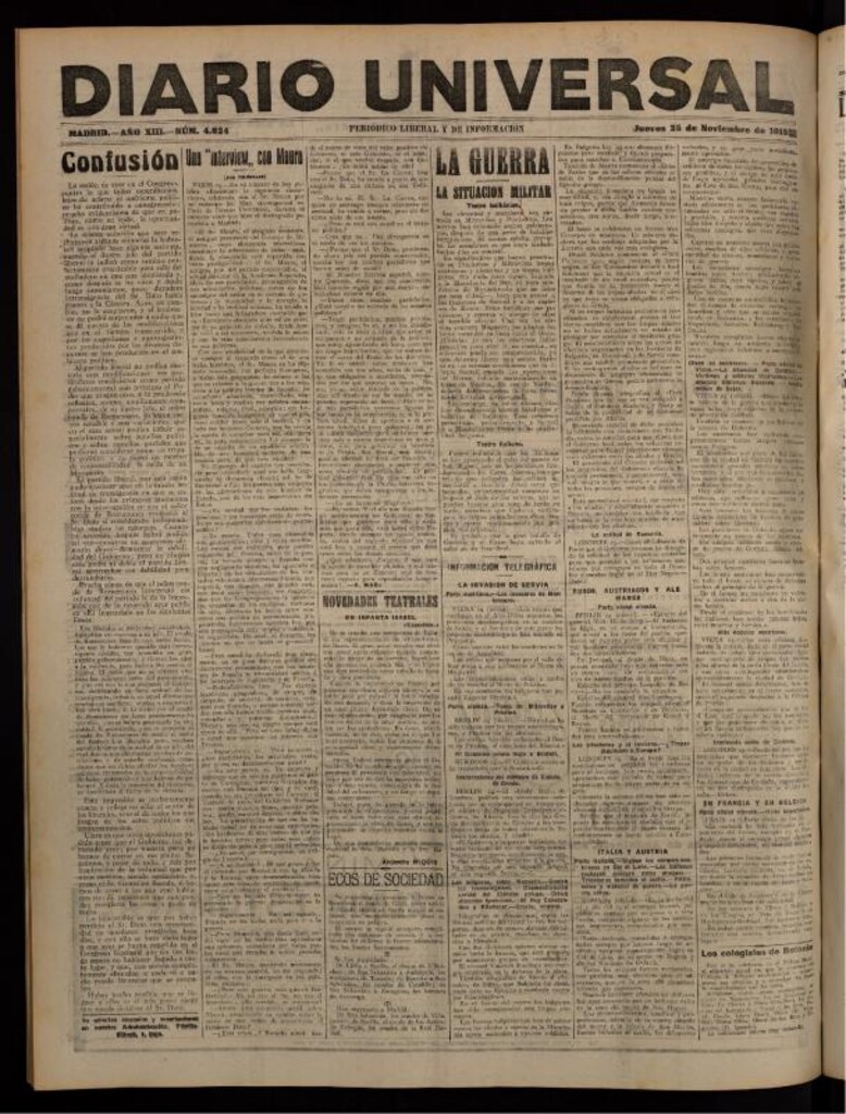 Miniatura de Diario Universal del 25 de noviembre de 1915