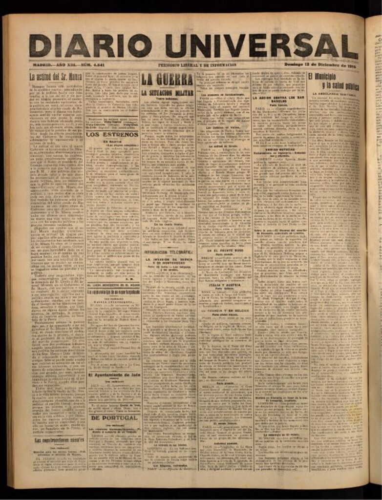 Miniatura de Diario Universal del 12 de diciembre de 1915