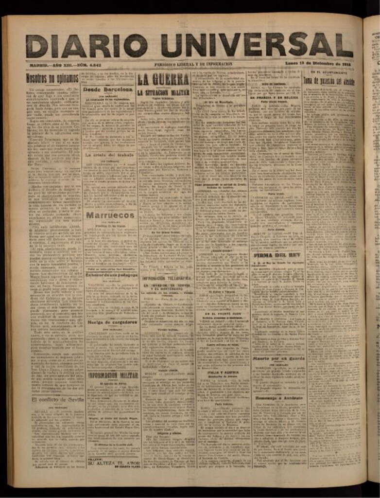Miniatura de Diario Universal del 13 de diciembre de 1915