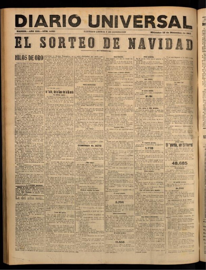 Miniatura de Diario Universal del 22 de diciembre de 1915