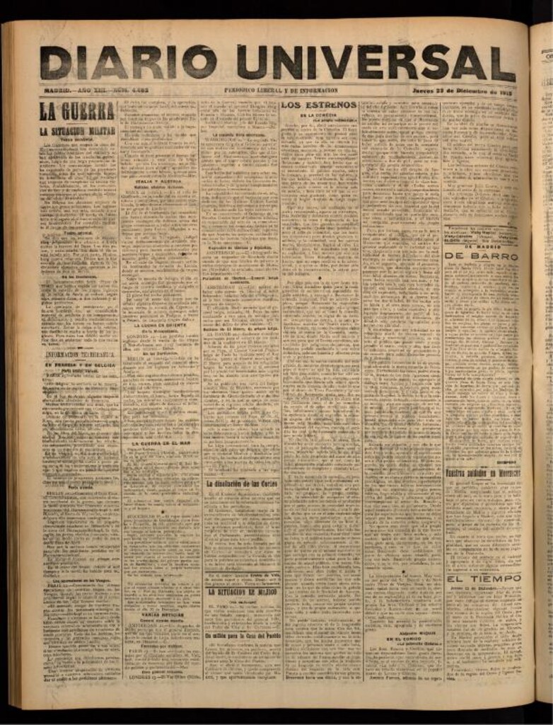 Miniatura de Diario Universal del 23 de diciembre de 1915