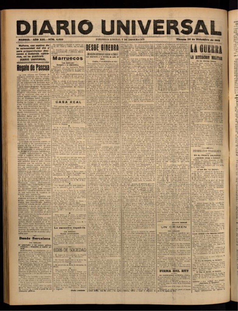 Miniatura de Diario Universal del 24 de diciembre de 1915