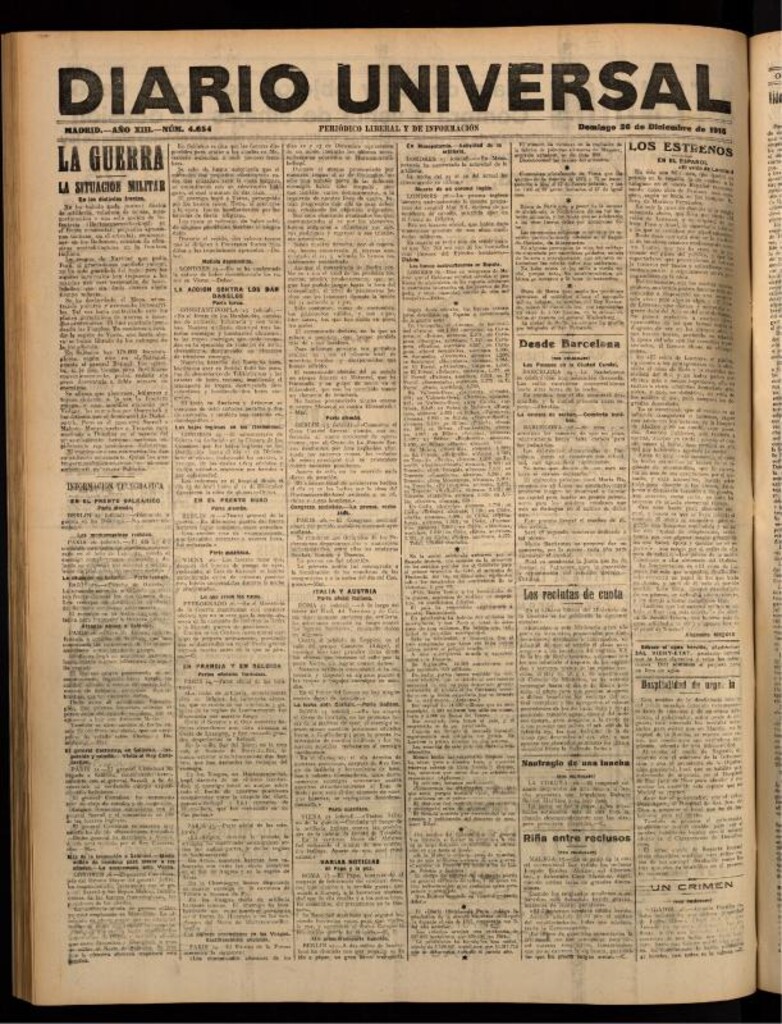 Miniatura de Diario Universal del 26 de diciembre de 1915