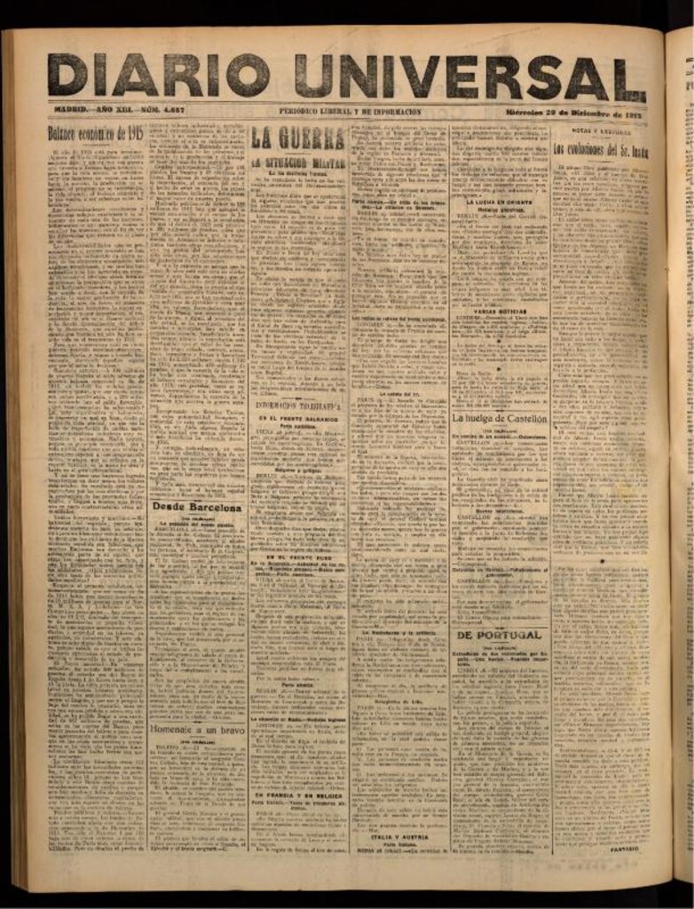 Miniatura de Diario Universal del 29 de diciembre de 1915