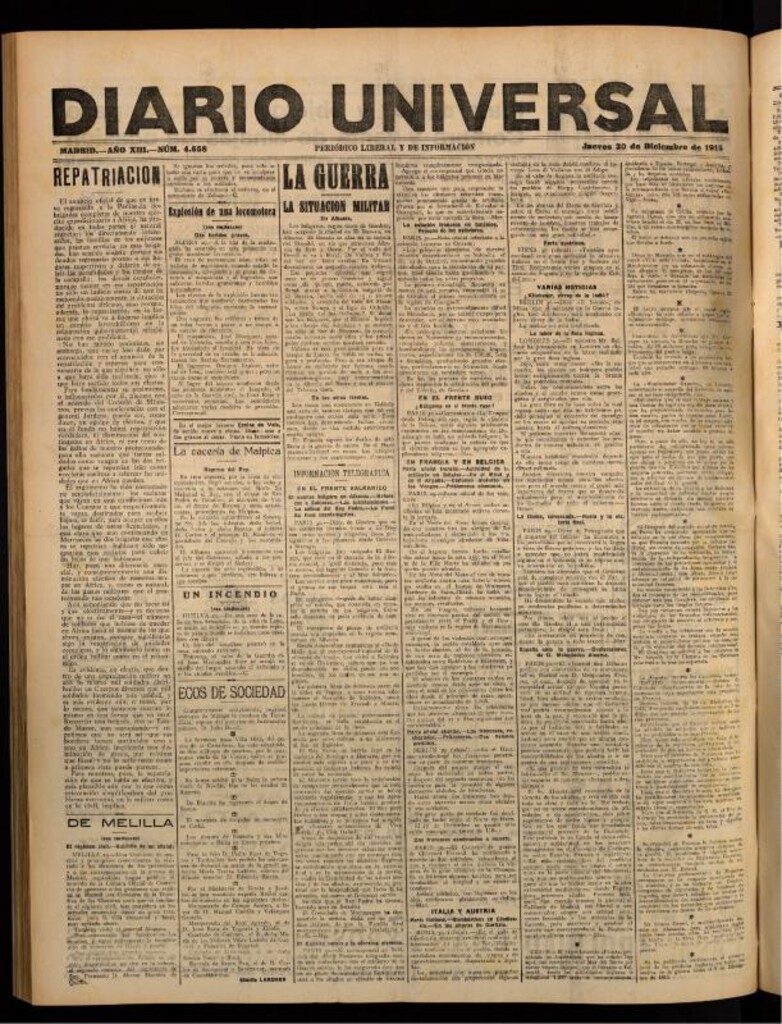 Miniatura de Diario Universal del 30 de diciembre de 1915