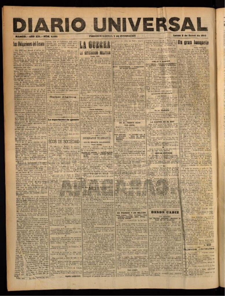 Miniatura de Diario Universal del 3 de enero de 1916