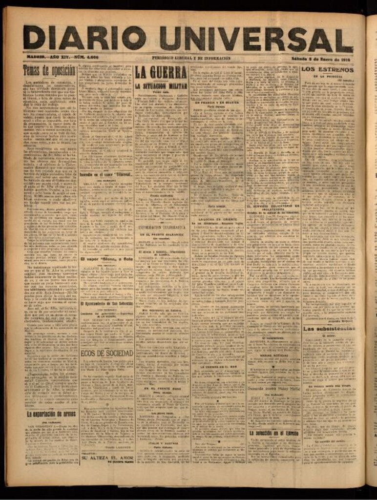 Miniatura de Diario Universal del 8 de enero de 1916