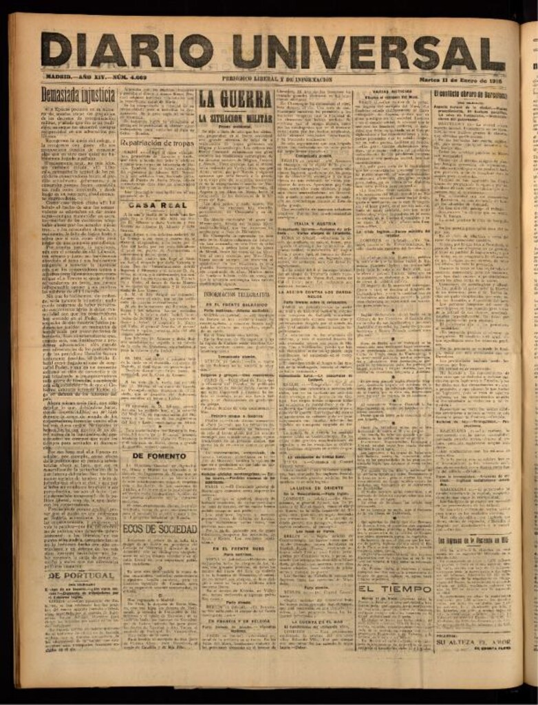 Miniatura de Diario Universal del 11 de enero de 1916