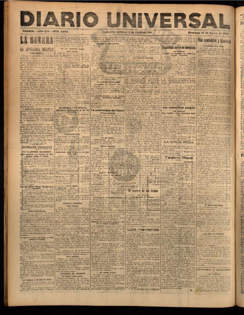 Miniatura de Diario Universal del 16 de enero de 1916