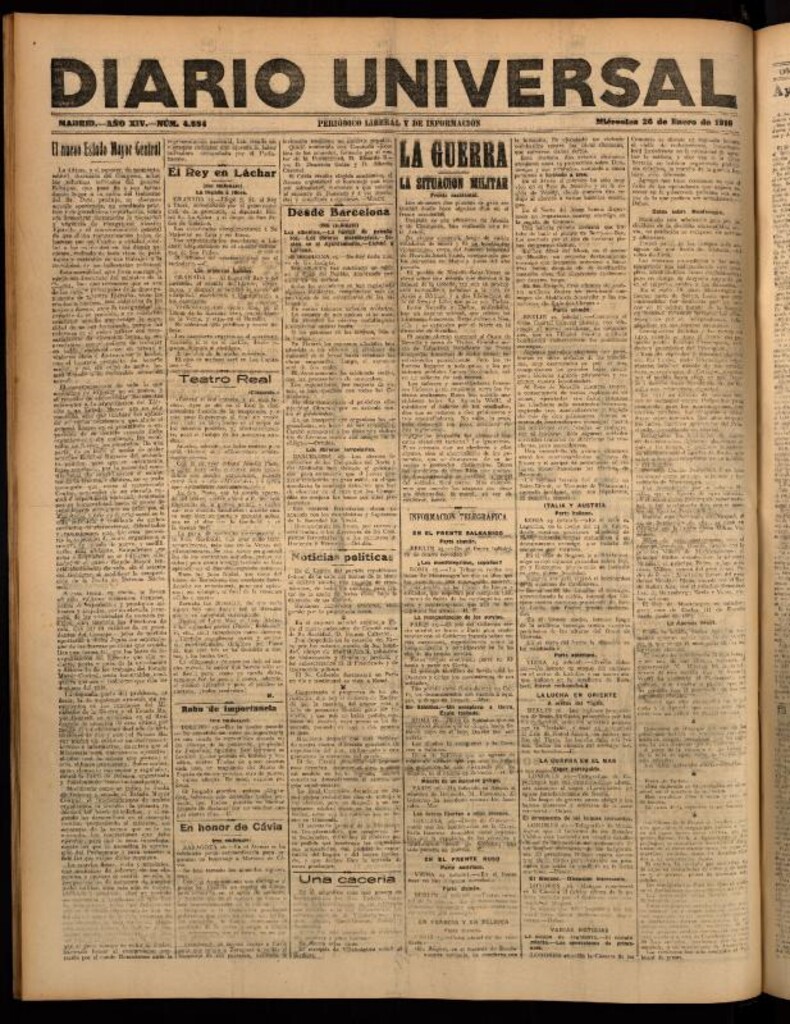Miniatura de Diario Universal del 26 de enero de 1916