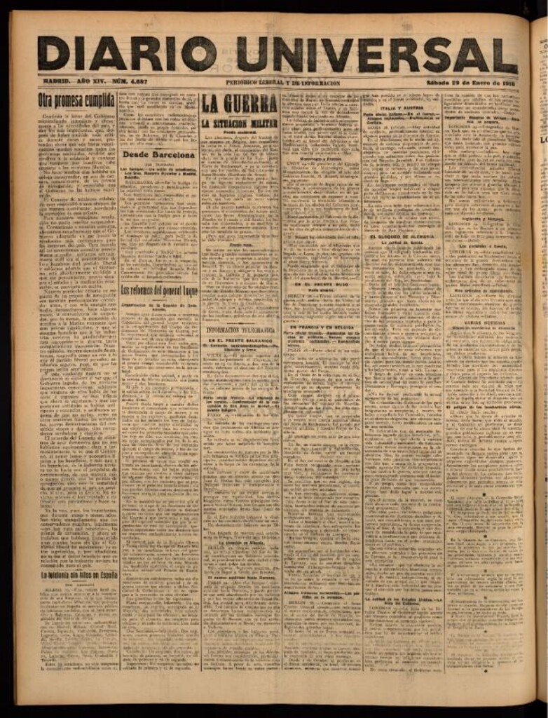 Miniatura de Diario Universal del 29 de enero de 1916
