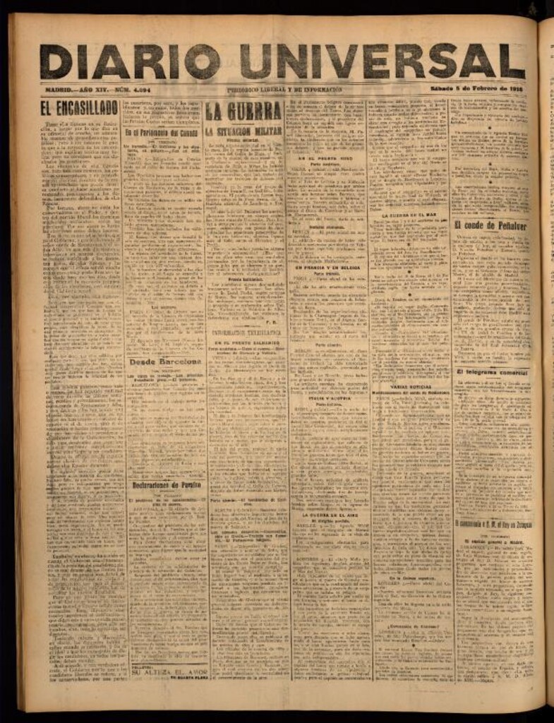 Miniatura de Diario Universal del 5 de febrero de 1916
