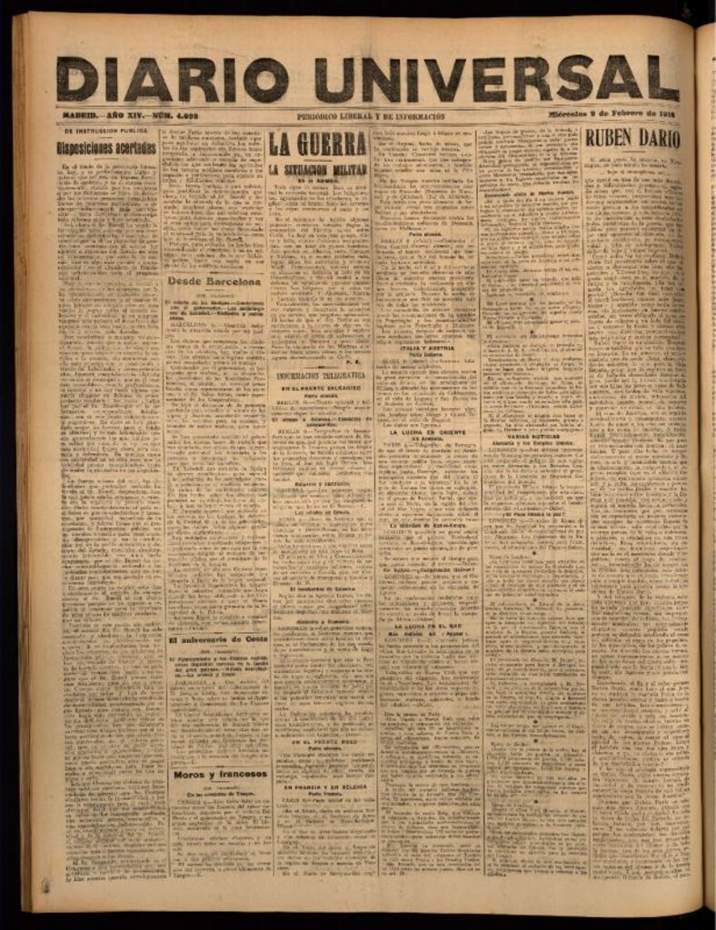 Miniatura de Diario Universal del 9 de febrero de 1916