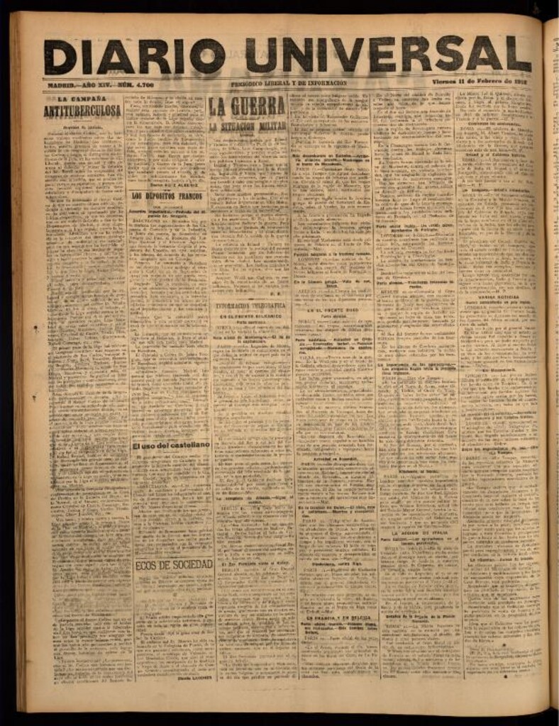 Miniatura de Diario Universal del 11 de febrero de 1916