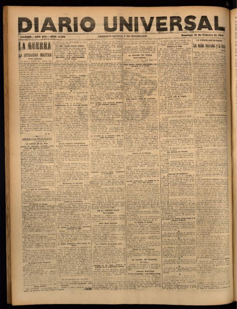 Miniatura de Diario Universal del 13 de febrero de 1916