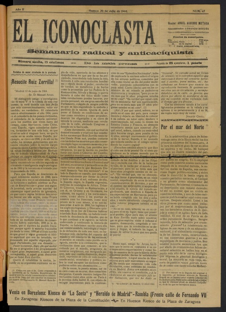Miniatura de El iconoclasta: semanario radical y anticaciquista