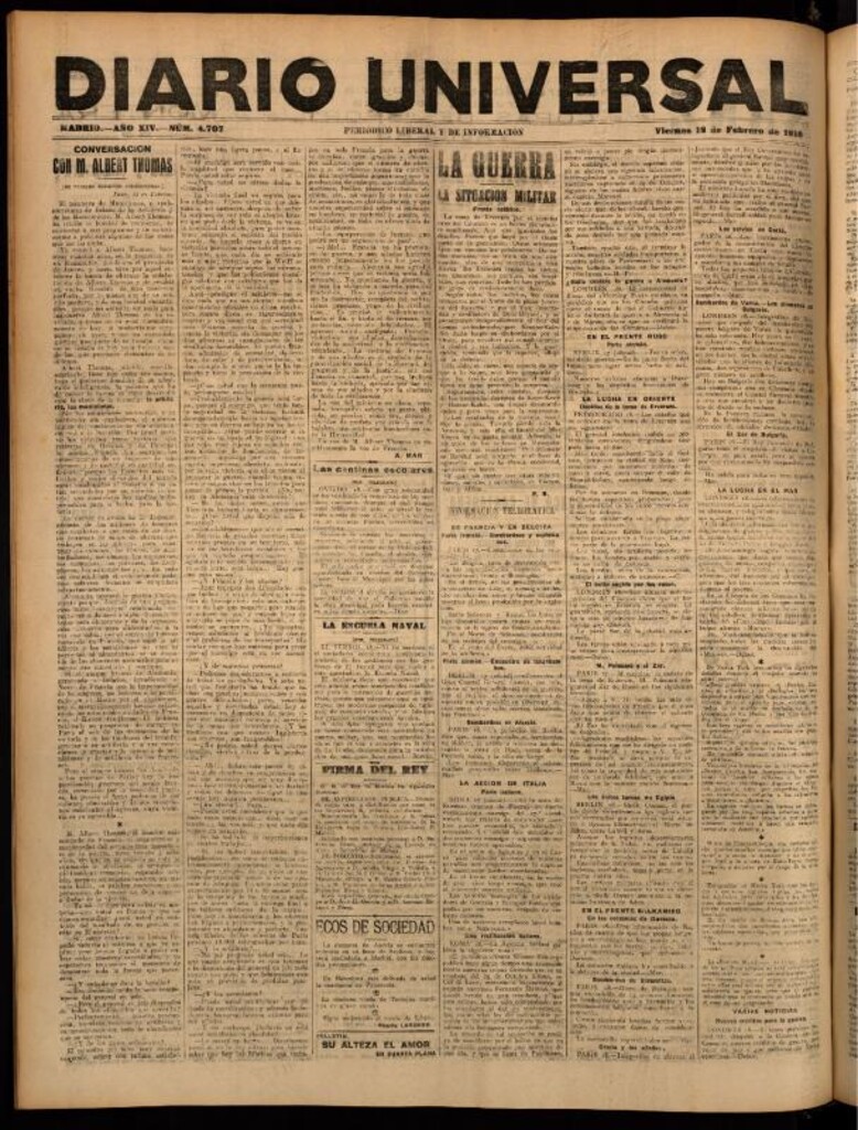 Miniatura de Diario Universal del 18 de febrero de 1916