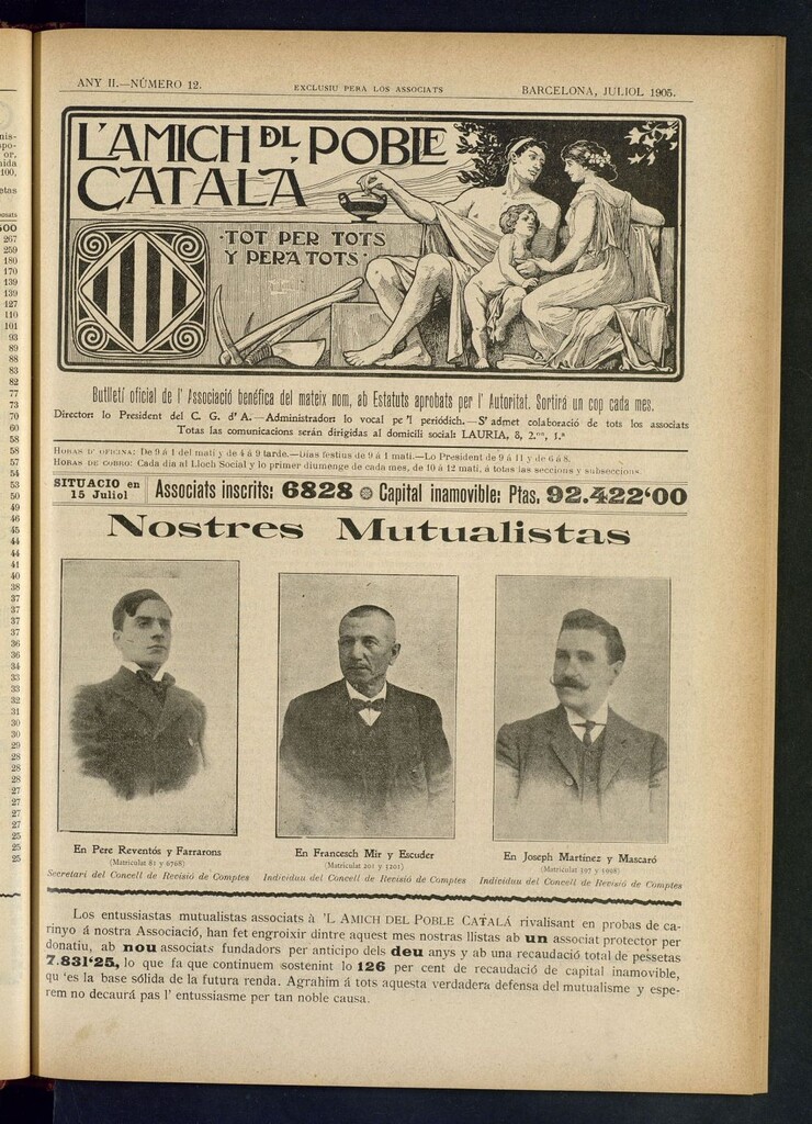 Miniatura de L´amich del poble catalá: butlletí oficial de l´associacio, que´s publicara una volta cada mes de juliol de 1905