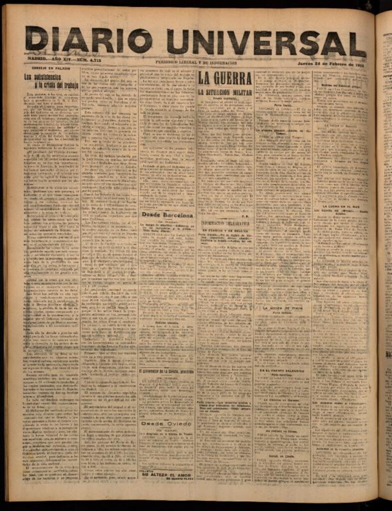 Miniatura de Diario Universal del 24 de febrero de 1916