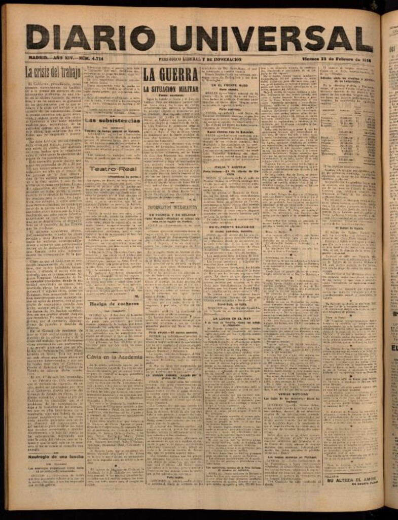 Miniatura de Diario Universal del 25 de febrero de 1916