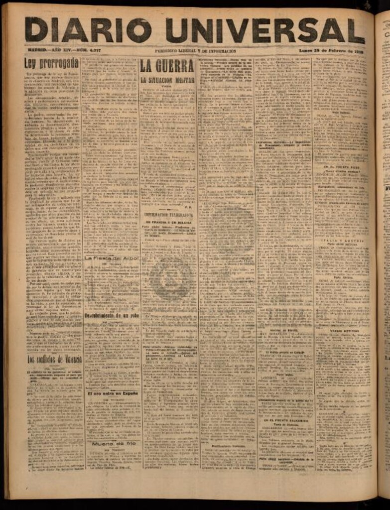 Miniatura de Diario Universal del 28 de febrero de 1916