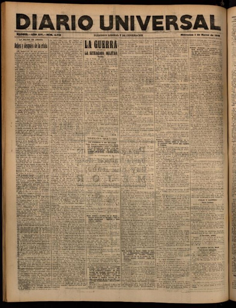 Miniatura de Diario Universal del 1 de marzo de 1916