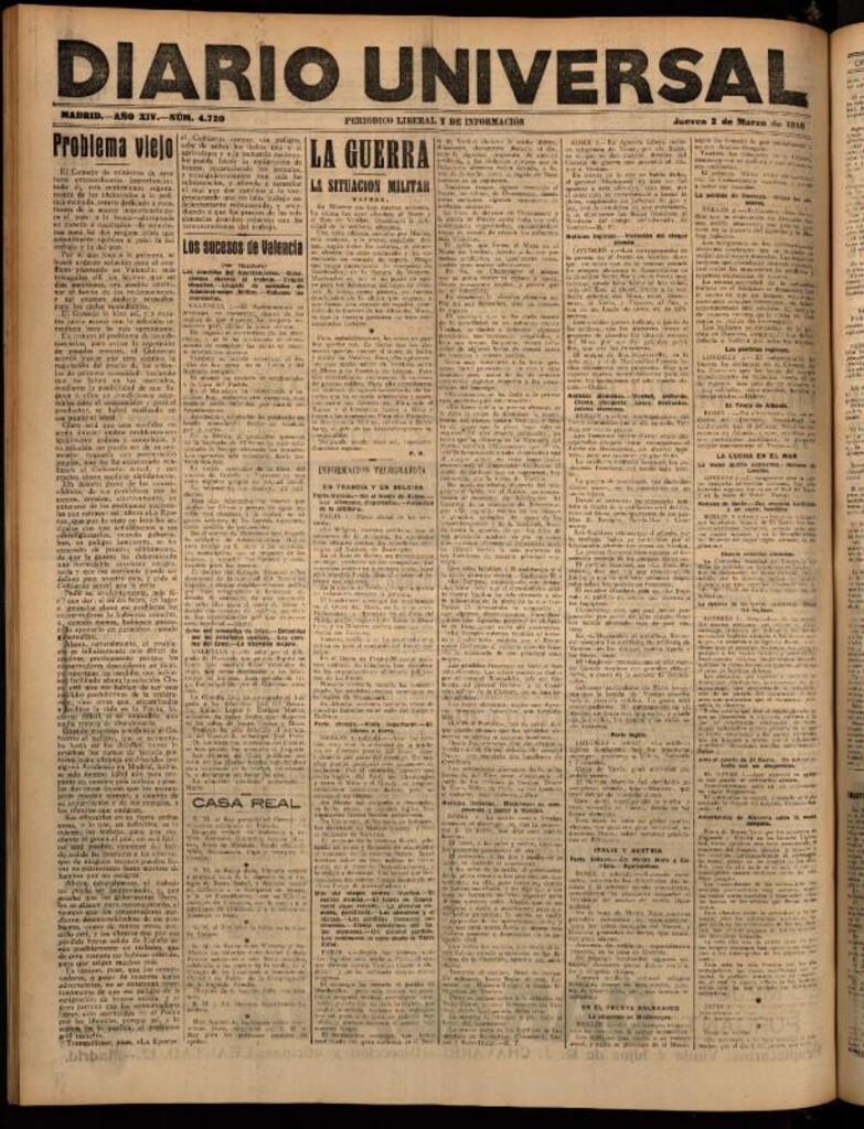 Miniatura de Diario Universal del 2 de marzo de 1916