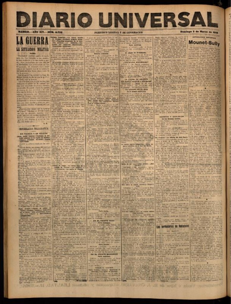 Miniatura de Diario Universal del 5 de marzo de 1916