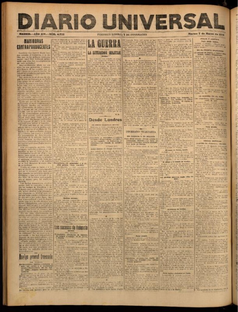 Miniatura de Diario Universal del 7 de marzo de 1916