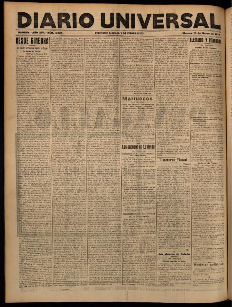 Miniatura de Diario Universal del 10 de marzo de 1916